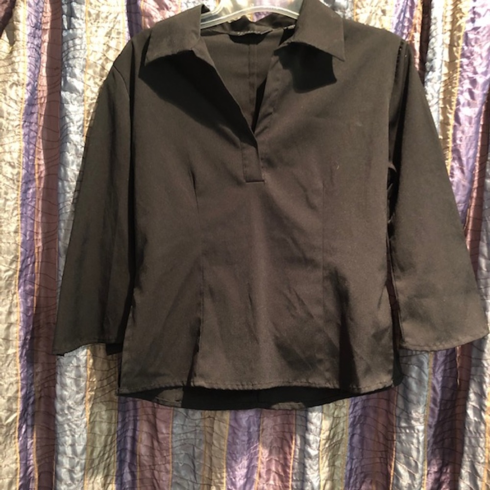 Express Black V Neck Collared Top